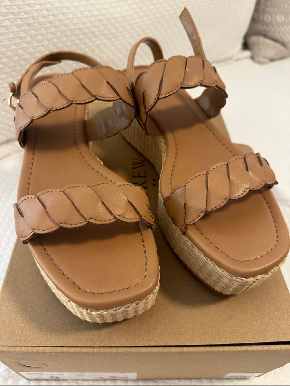 J. Crew Factory Braided Tan Platform Slingback Wedge